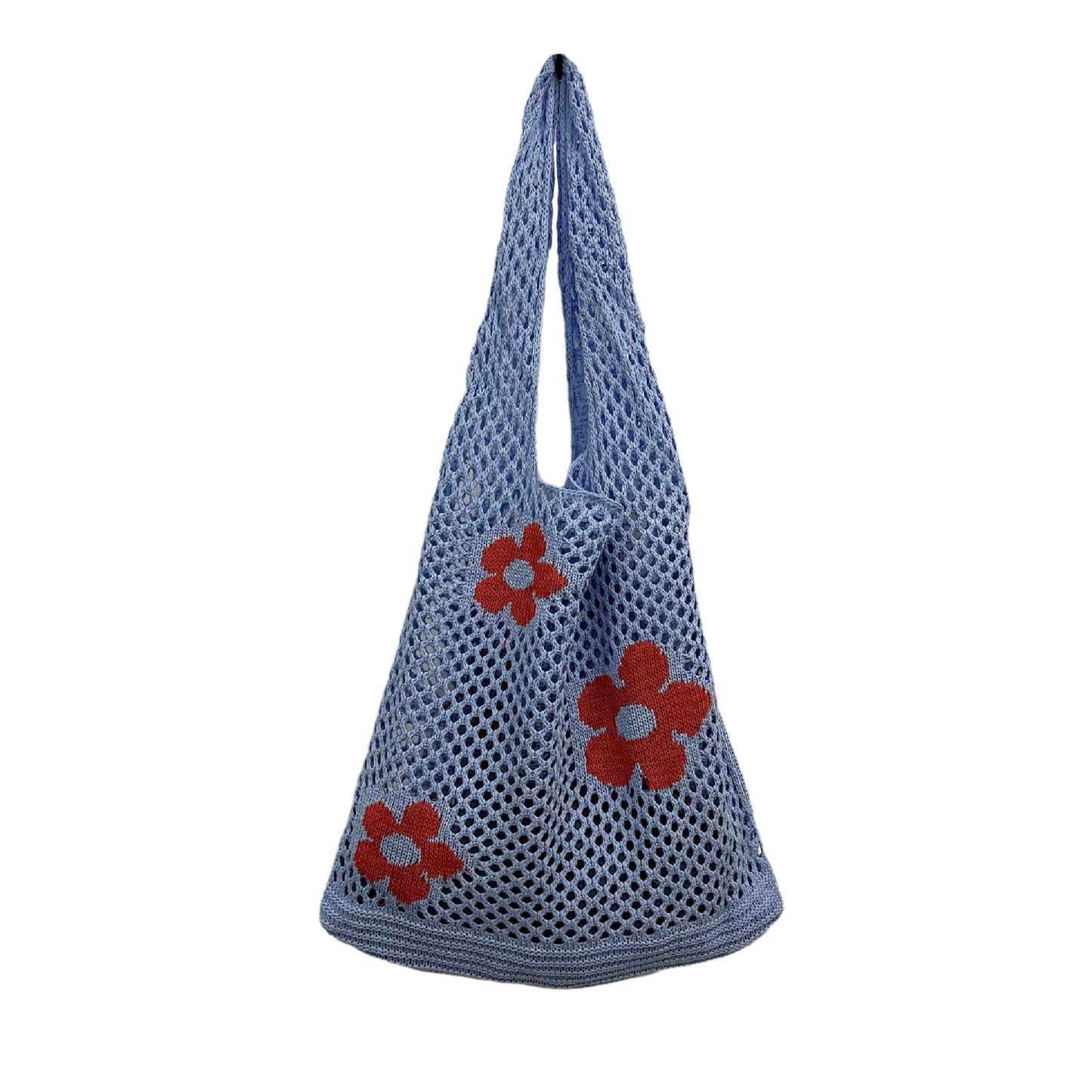 New Japanese And Korean Tote Bag Flower Bag Knitted Bag Mesh Hollow Shoulder Bag Women