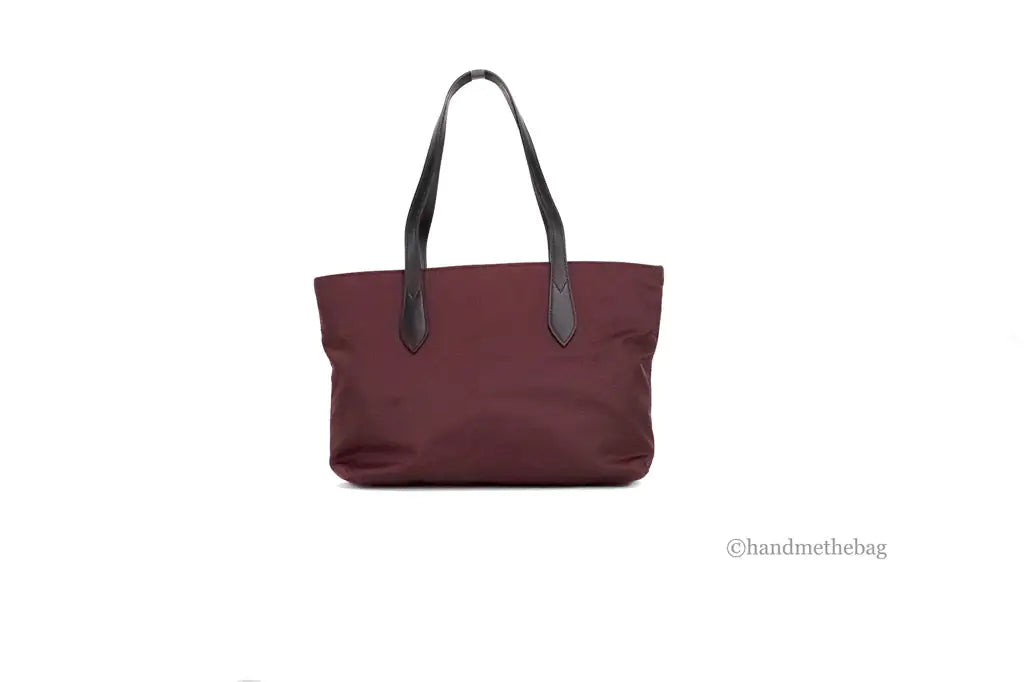 Burberry Small Burgundy Logo Branded Econyl Nylon Tote Bag