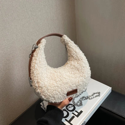 Fashion Faux Wool Fur Bags for Women Shoulder Bag Tote Crossbody Female Handbag