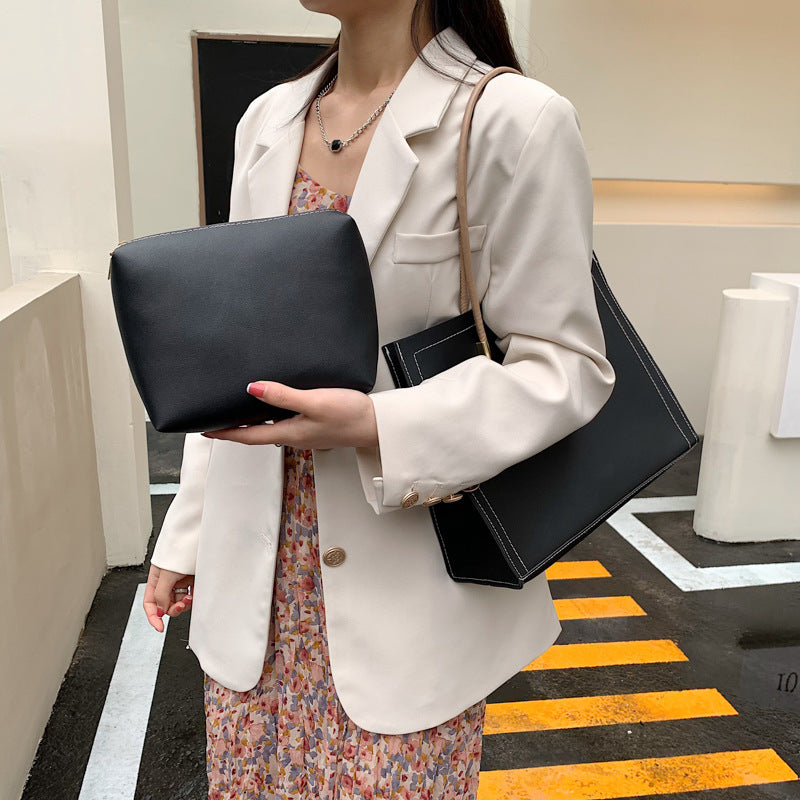 Texture Commuter Large Capacity Tote Bag Female Summer New Trendy Girl Portable Simple Shoulder Bag Large Bag