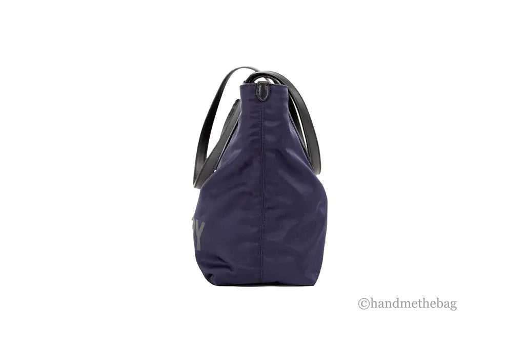 Burberry Small Navy Blue Branded Econyl Nylon Tote Bag