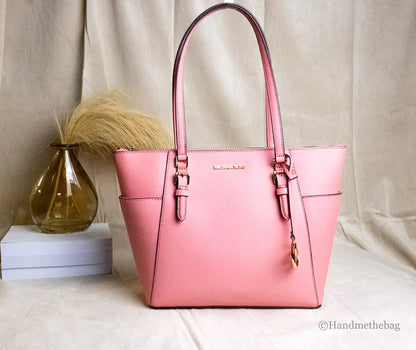 Michael Kors Charlotte Leather Tea Rose Shoulder Tote