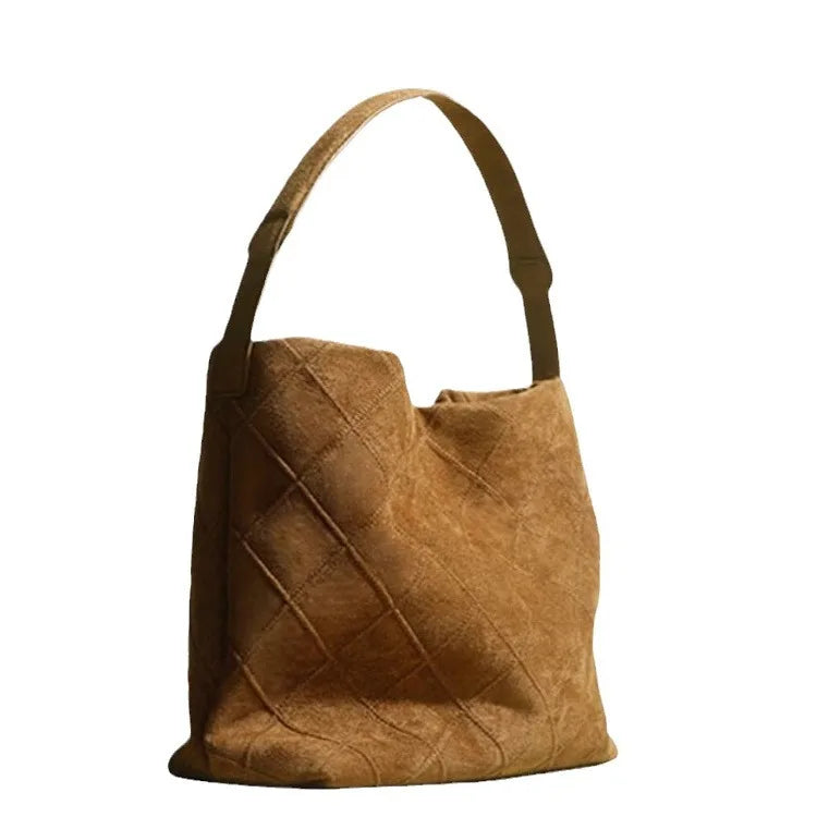 Brand Suede Bucket Bag Women's 2023 Large Capacity Tote Bag Shopping Bag Armpit Hand