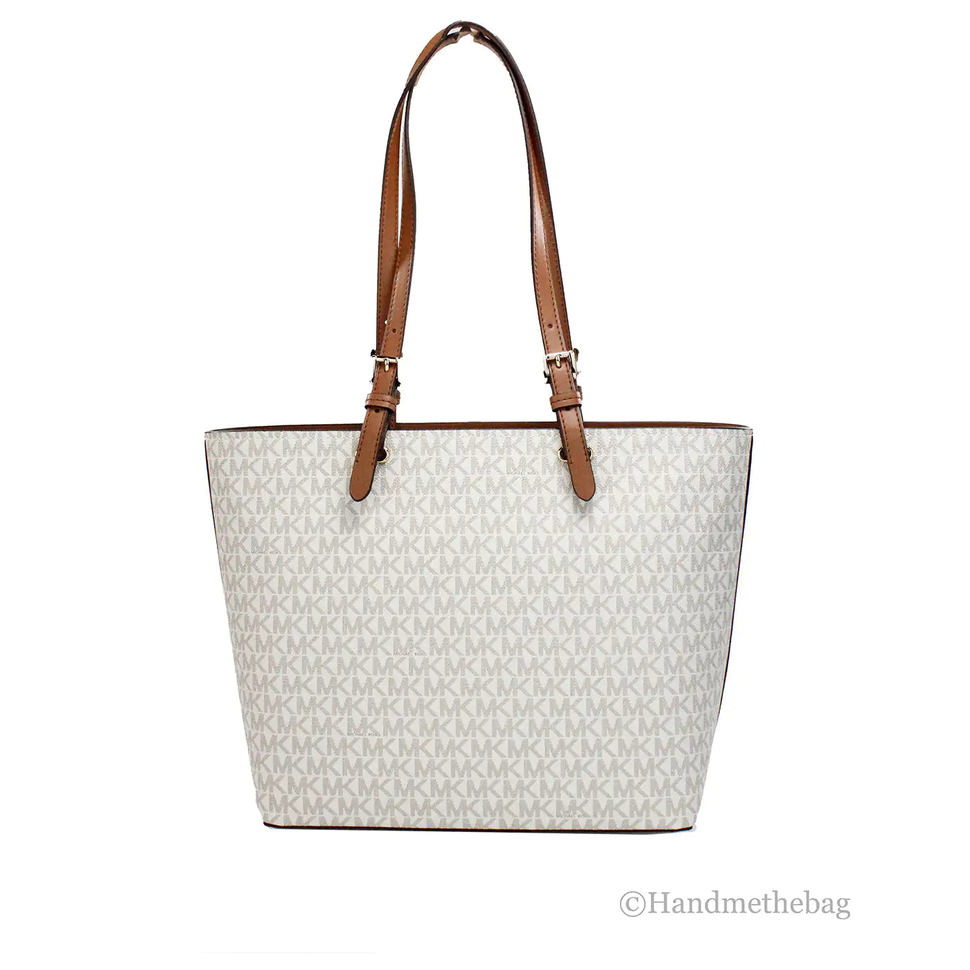 Michael Kors Jet Set Vanilla PVC Double Pocket Tote