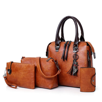 ValenKuci  Leather Shoulder Messenger Bag Tote Bag Bolsa 4pcs/Set Women Composite Bag High Quality Ladies Handbag Female set bag