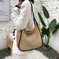 Large Capacity Portable Straw Woven Bag For Women's New Tote Personalized Color Contrast Summer Commuter Bag One Shoulder Woven Bag