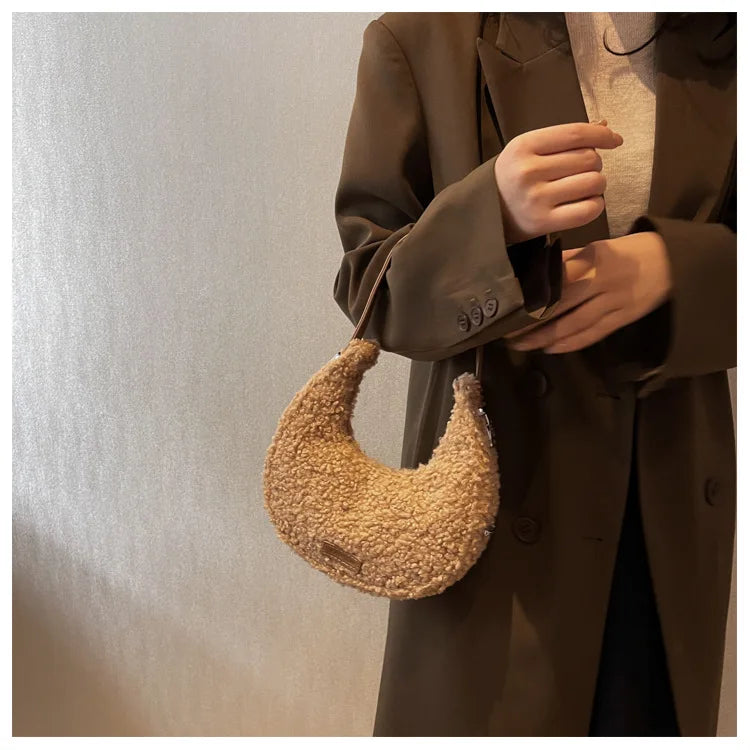 Fashion Faux Wool Fur Bags for Women Shoulder Bag Tote Crossbody Female Handbag