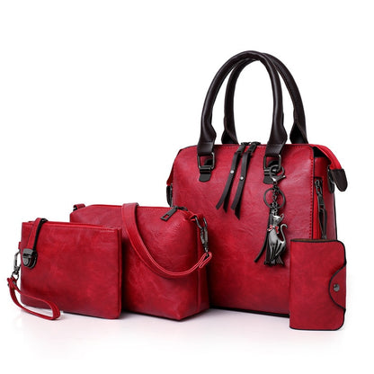 ValenKuci  Leather Shoulder Messenger Bag Tote Bag Bolsa 4pcs/Set Women Composite Bag High Quality Ladies Handbag Female set bag