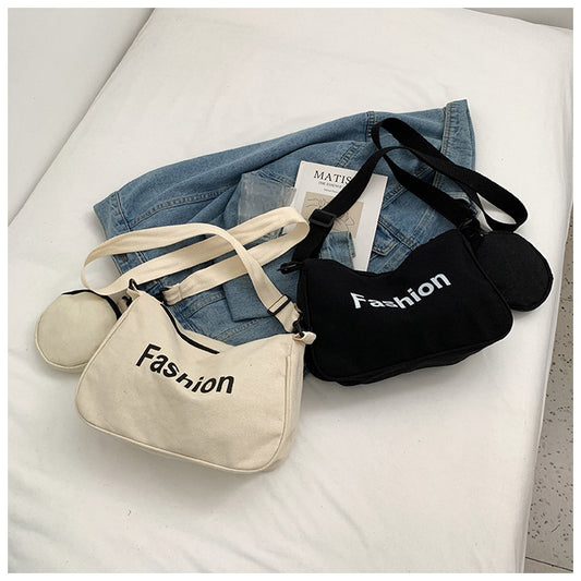 Literary And Fresh Canvas Tote Bag Niche Fashion Student Casual Korean Version Shoulder Bag New Messenger Bag