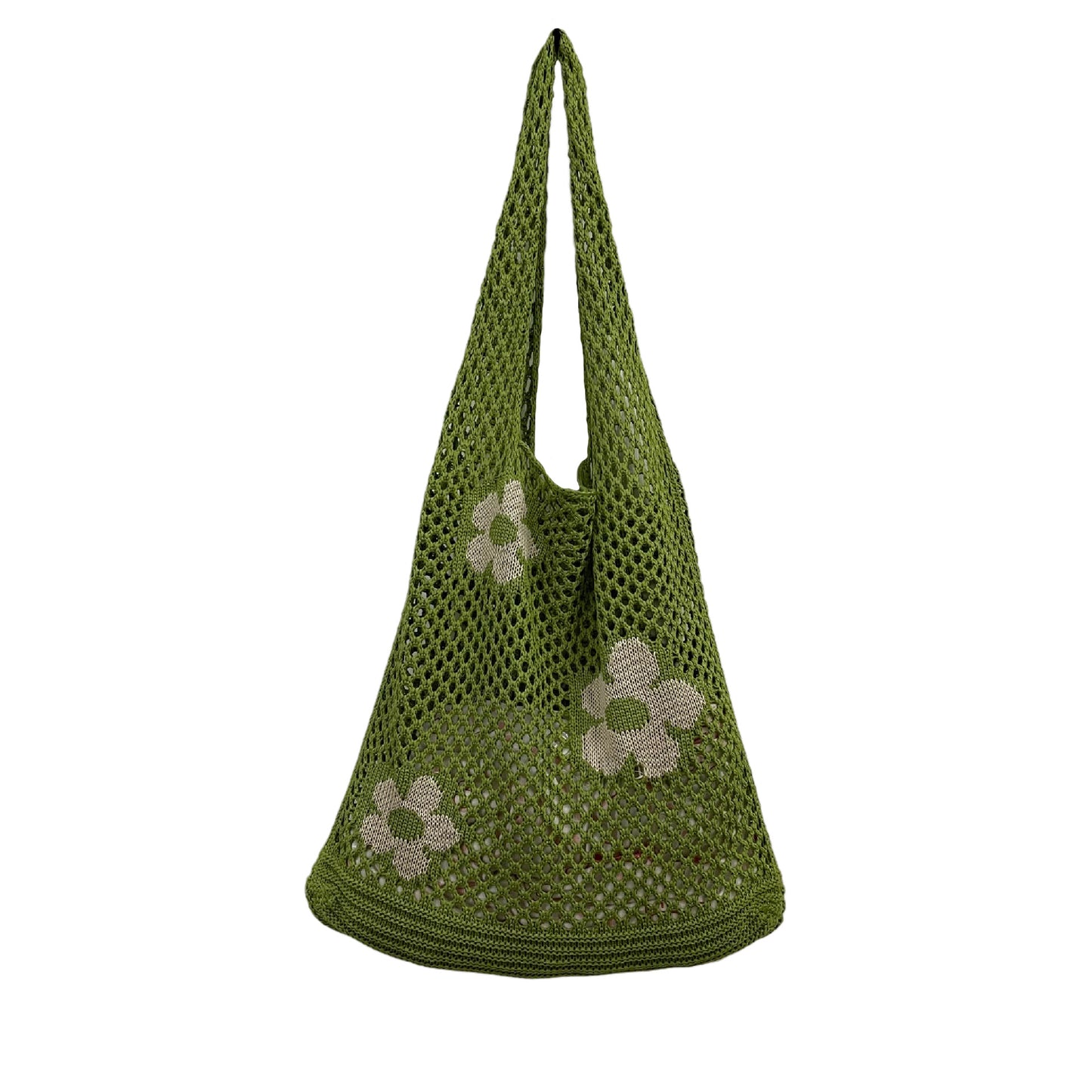 New Japanese And Korean Tote Bag Flower Bag Knitted Bag Mesh Hollow Shoulder Bag Women