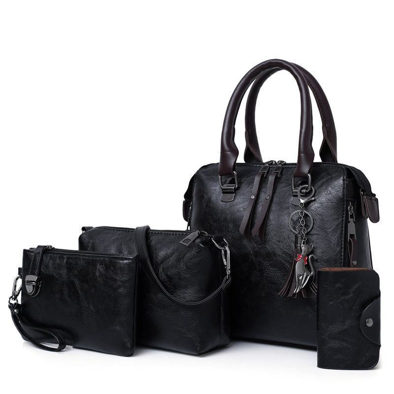 ValenKuci  Leather Shoulder Messenger Bag Tote Bag Bolsa 4pcs/Set Women Composite Bag High Quality Ladies Handbag Female set bag