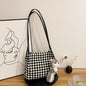 Houndstooth Bag Large Capacity Ladies Shoulder Bag New Trendy Fashion Summer Casual Commuter Tote Bag