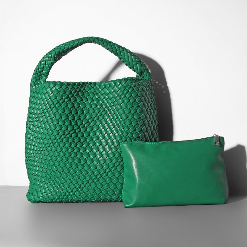 Soft leather bucket bag, Tote shoulder bag, woven cross-border dumpling bag, bags, niche design bag