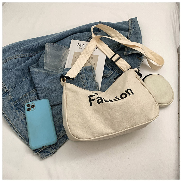Literary And Fresh Canvas Tote Bag Niche Fashion Student Casual Korean Version Shoulder Bag New Messenger Bag