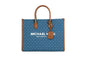 Michael Kors Mirella Medium Signature Denim Logo Canvas East West Tote Handbag