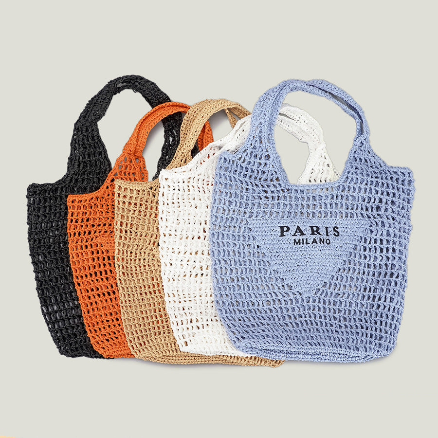 Hand-Knitted Bags Knitting Bags Retro-Popular Large-Capacity Hollow Handbag Women's Bags