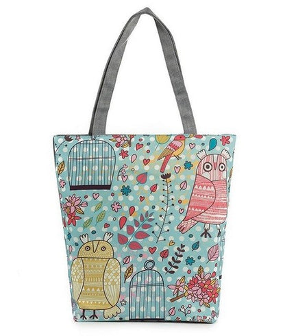 Vintage Women Canvas Bags Large Thai Owl Tote bag HandBag