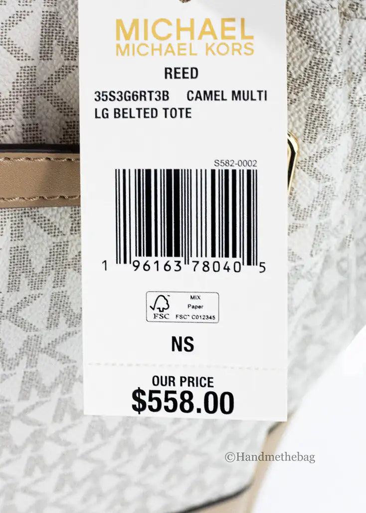 Michael Kors Reed Large Vanilla Camel PVC Belted Tote