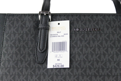 Michael Kors Gilly Large Black Signature PVC Travel Drawstring Tote Bag Handbag