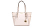 Michael Kors Charlotte Large Light Powder Blush Signature PVC Top Zip Tote Handbag