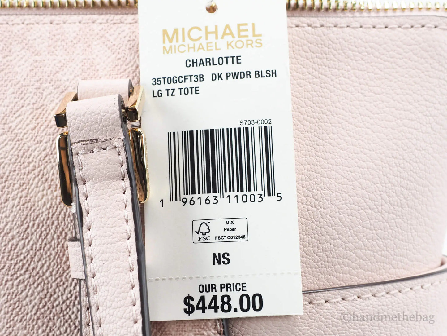 Michael Kors Charlotte Large Dark Powder Blush Signature PVC Top Zip Tote Handbag