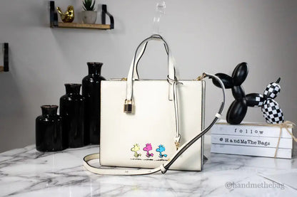 Marc Jacobs X Peanuts Small Ivory Leather Woodstock Tote