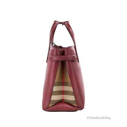 Burberry Banner Medium Crimson Leather Tote Bag