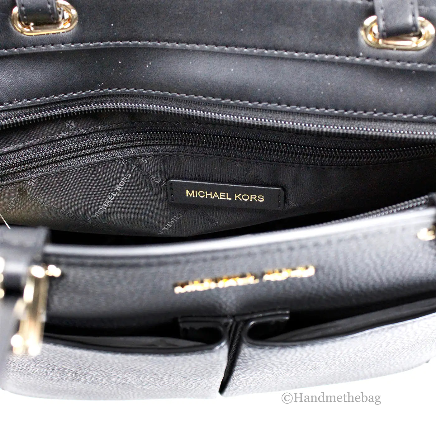 Michael Kors Jet Set Black Vegan Double Pocket Tote