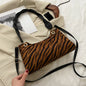 Retro Scrub PU Shoulder Messenger Bag Women Animal Pattern Woven Strap Tote