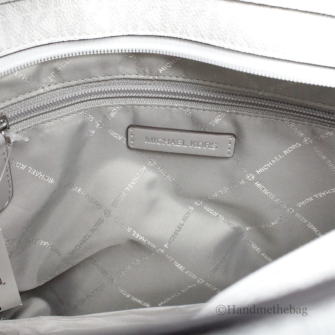 Michael Kors Jet Set White Silver PVC Double Pocket Tote