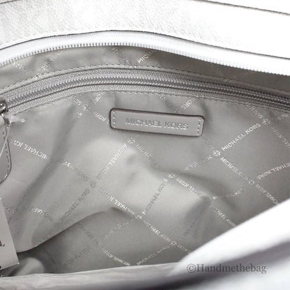Michael Kors Jet Set White Silver PVC Double Pocket Tote