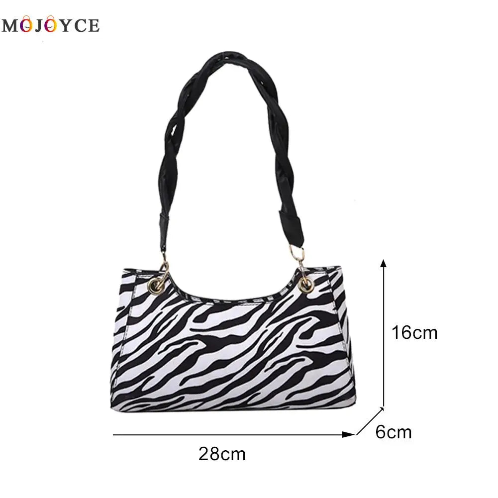 Retro Scrub PU Shoulder Messenger Bag Women Animal Pattern Woven Strap Tote