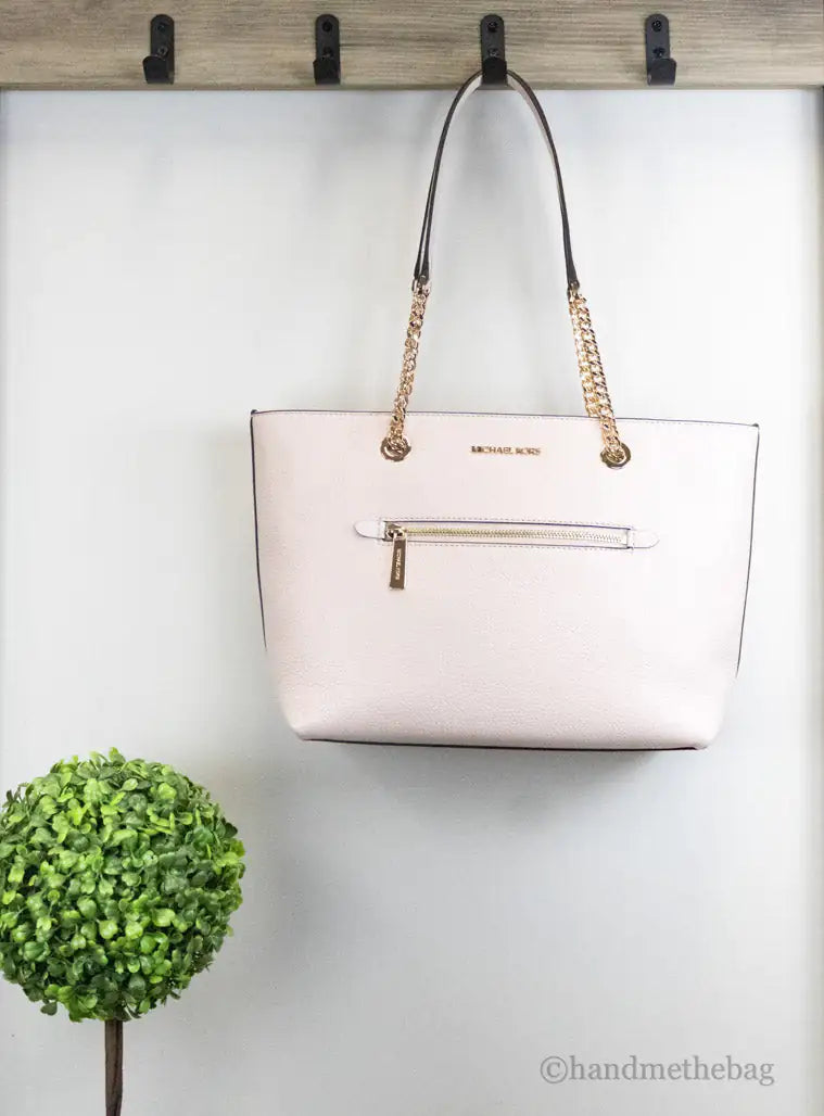 Michael Kors Jet Set Medium Powder Blush Zip Chain Tote