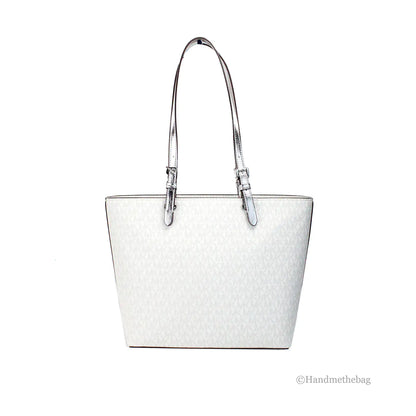 Michael Kors Jet Set White Silver PVC Double Pocket Tote
