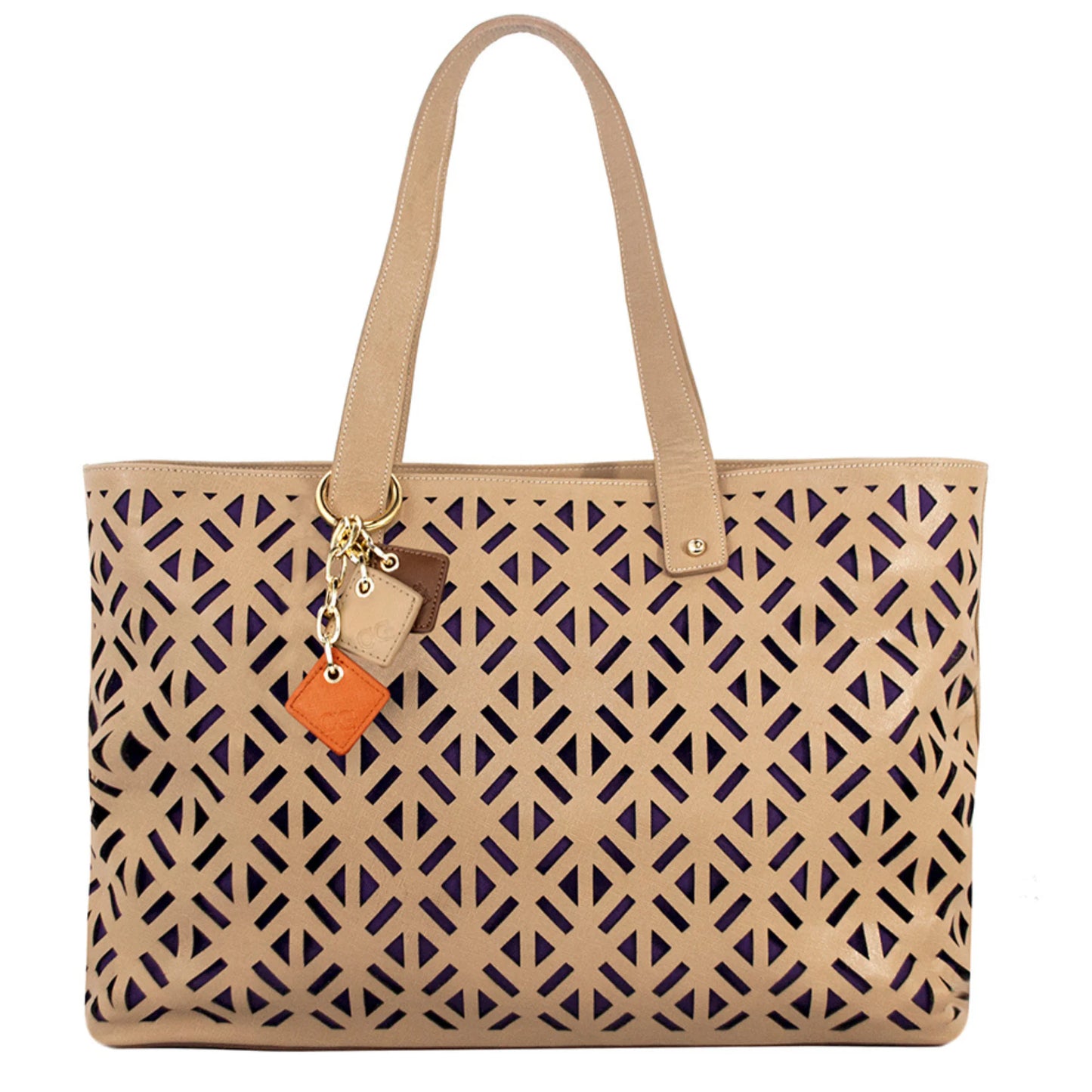 Luminous Leather Tote  -Tan