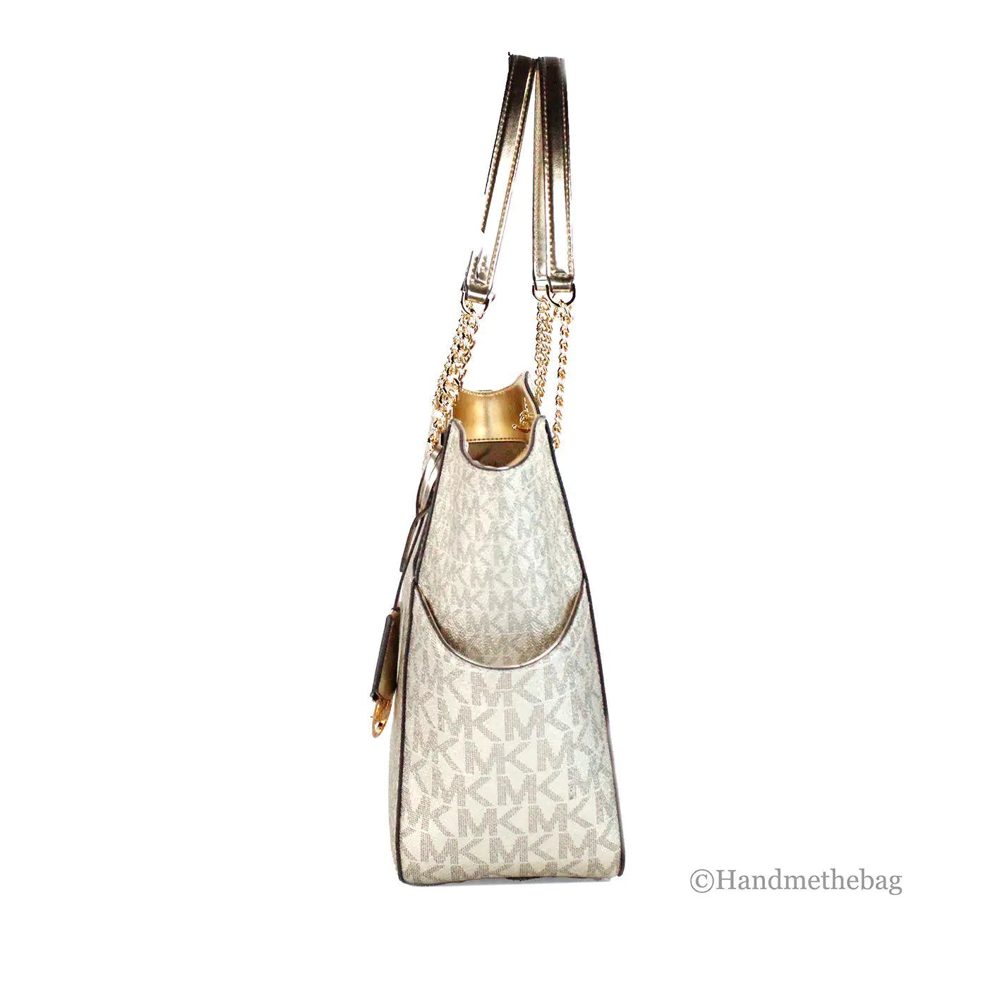 Michael Kors Jet Set Large Pale Gold X Cross Chain Tote