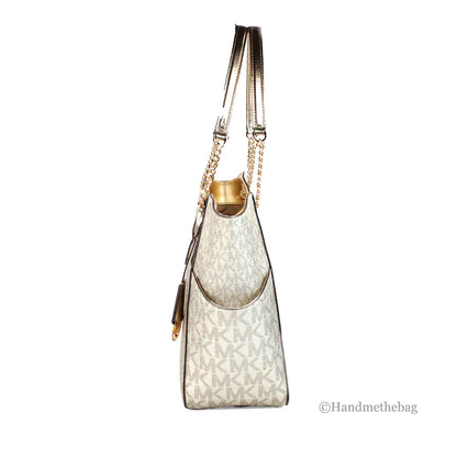Michael Kors Jet Set Large Pale Gold X Cross Chain Tote