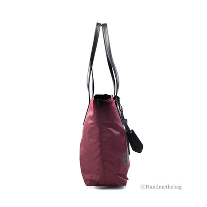 Burberry Medium Burgundy Logo Nylon Tote Shoulder Bag