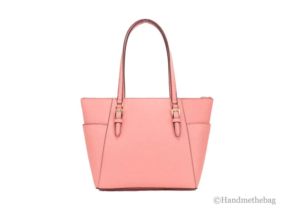 Michael Kors Charlotte Leather Tea Rose Shoulder Tote