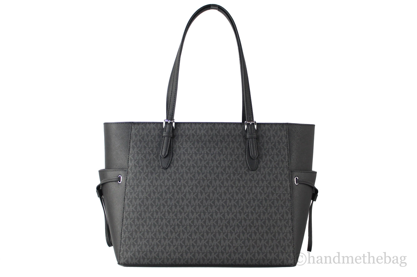 Michael Kors Gilly Large Black Signature PVC Travel Drawstring Tote Bag Handbag