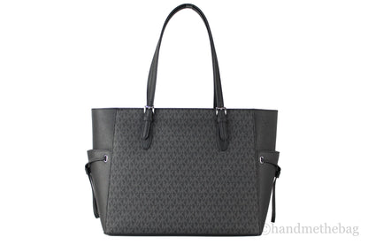 Michael Kors Gilly Large Black Signature PVC Travel Drawstring Tote Bag Handbag