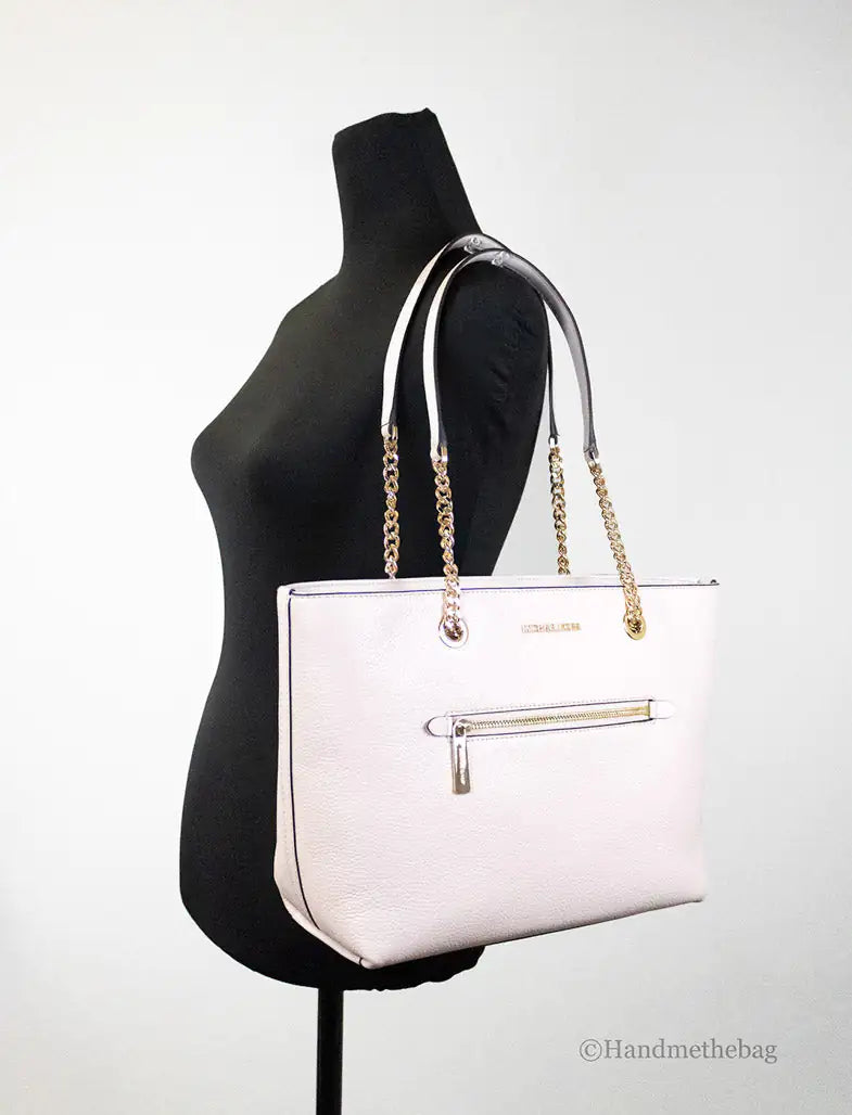 Michael Kors Jet Set Medium Powder Blush Zip Chain Tote