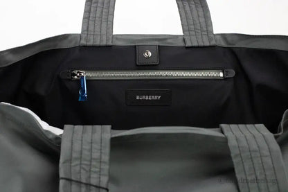 Burberry Trench Charcoal Grey Extra Large Nylon Branded Tote