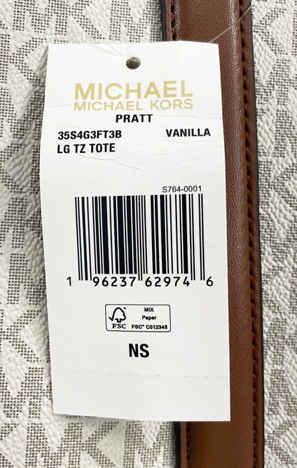 Michael Kors Large Pratt Vanilla Shoulder Zip Tote Bag
