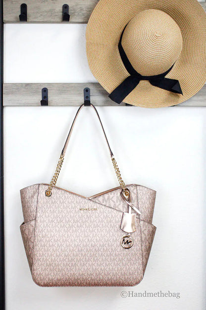 Michael Kors Jet Set Large Rose Gold X Cross Chain Tote