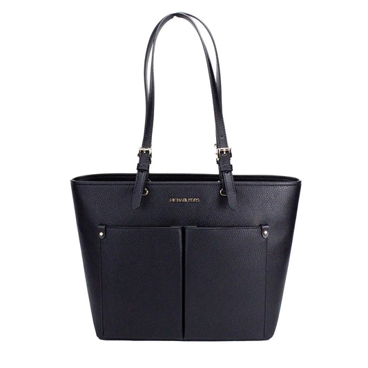 Michael Kors Jet Set Black Vegan Double Pocket Tote