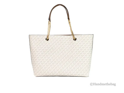 Michael Kors Jet Set Medium Vanilla Zip Chain Tote