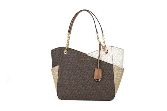 Michael Kors Jet Set Luggage Multi Signature X Cross Chain Shoulder Tote Handbag