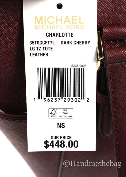 Michael Kors Charlotte Dark Cherry Large Top Zip Tote