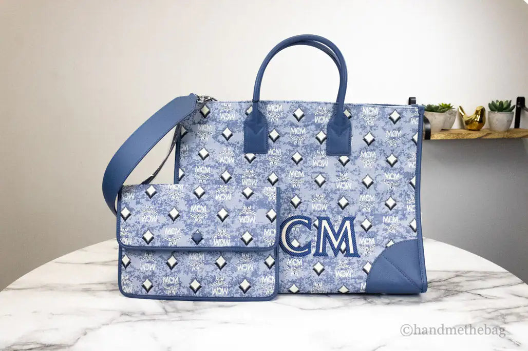 MCM Munchen Extra Large Blue Vintage Denim Fabric Tote